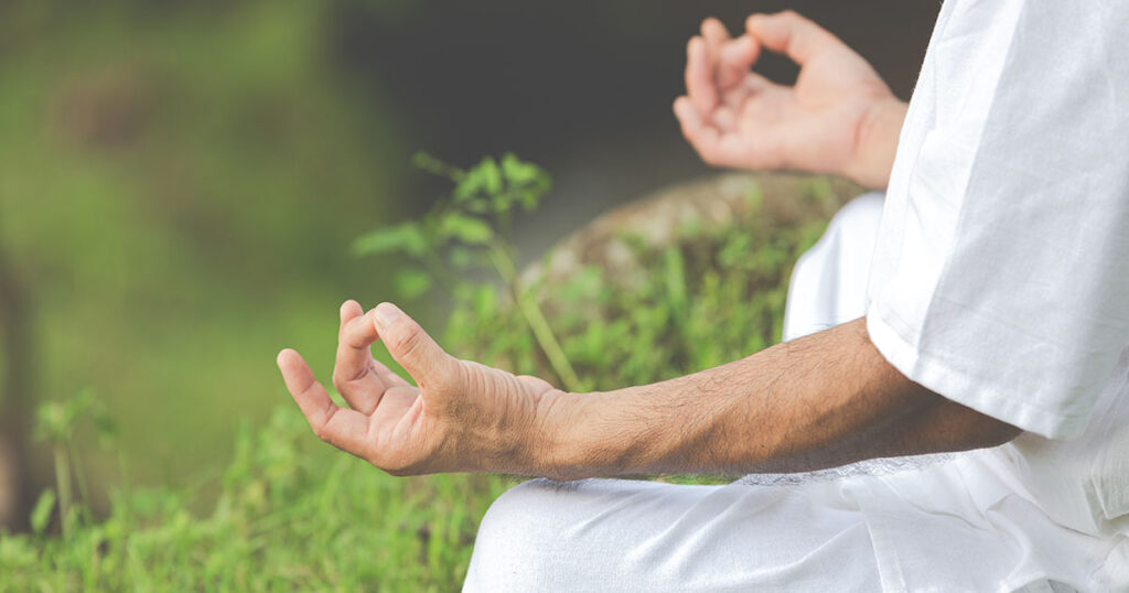 men doing meditation